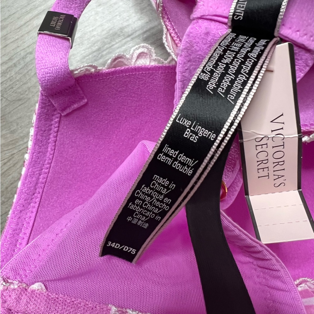 NWT Victoria's Secret Luxe Lined Demi Floral Embroidered Bra size 34D - Picture 8 of 8